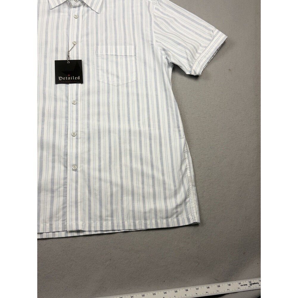 NWT Detailed True American Wear Shirt Men’s L Blue Stripe Short Sleeve Y2K - Picture 4 of 9